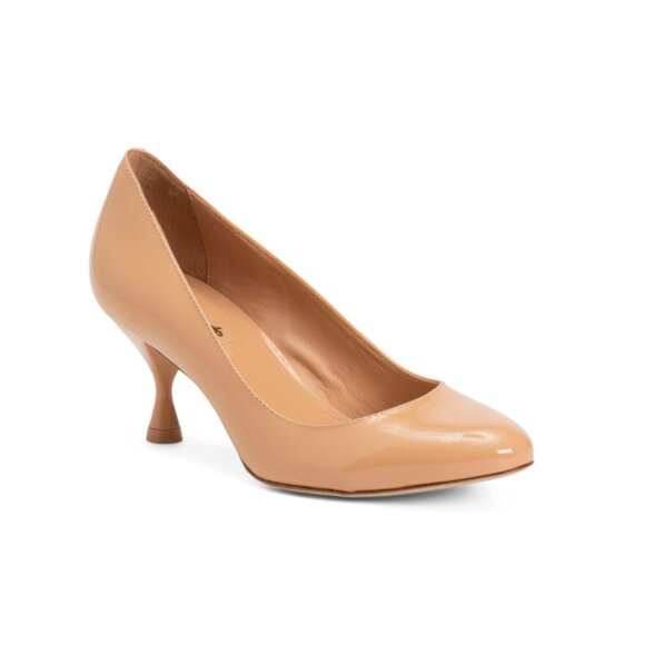 LARROUDE Tan Made In Brazil Patent Leather Michelle Lo Pumps